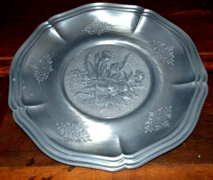 Zinnteller groß, 3F TRE-EFFE, florales Muster, 31,5 cm, alt - Bild 1 von 5