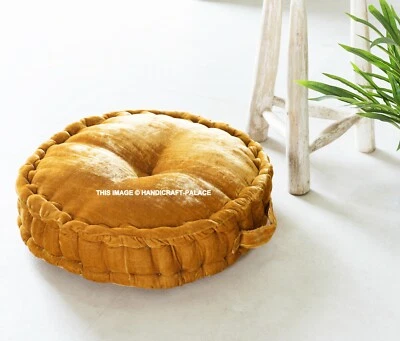 Gold Zerdrückter Samt Solid Rundes Kissen Sofa Couch Kissen Sitz Dekor 50.8cm - Bild 1 von 4