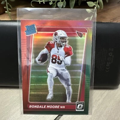 RONDALE MOORE 2021 PANINI DONRUSS OPTIC HOLIDAY RED GREEN RATED ROOKIE RC - Image 1 of 2