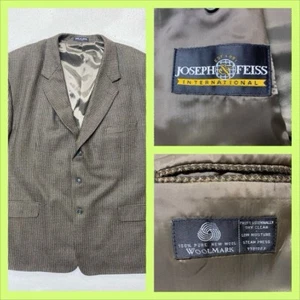 Blazer Joseph & Feiss Lana Marrón Pata de Gallo Hombres 52R 3 Botones Delantero y Manga - Imagen 1 de 14