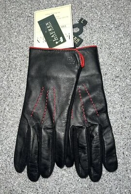Guantes Lauren Ralph Lauren The Touch negros con ribete rojo talla grande nuevos con etiquetas Foto 1 de 4