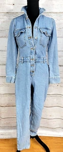 Vintage Denim Jumpsuit Classic Wash Women's US Size 0 Button Front Topshop - Picture 1 of 15