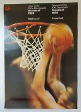 Large Montreal Olympics Basketball Poster 1976 Olympic Games 33" x 23" Vintage 