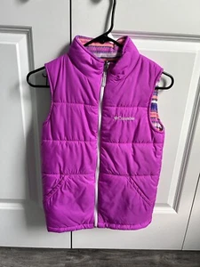 Columbia Reversible Insulated Fleece Puffer Vest Outdoor Winter Girls' M 10/12 - Picture 1 of 7