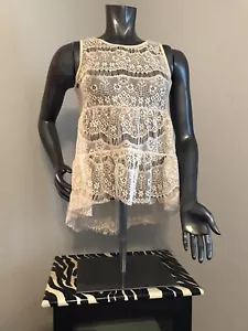 Lily White Size S Women Embroidered Sleeveless Blouse color Honey Butter. - Picture 1 of 7