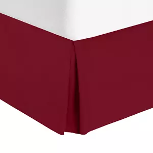 Luxury Pleated Tailored Bed Skirt - 14” Drop Dust Ruffle, Cal King -Burgundy Red - Picture 1 of 4