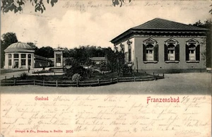 AK GRUSS AUS BÖHMEN + Mähren FRANZENBAD BZ EGER GASBAD 1902 - Bild 1 von 2
