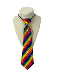 Rainbow Striped Pet Neck Sweater Tie Dog 14”Elastic Neck 11” Length LGBTQ+ Pride - Picture 1 of 8
