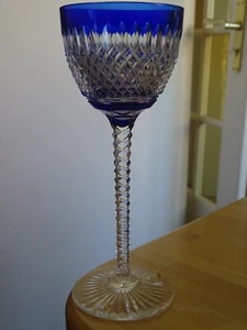 VINTAGE ROEMER WINE GLASS CRYSTAL VAL ST LAMBERT PATTERN BORIS BLUE COBALT 7,48" - Picture 1 of 9
