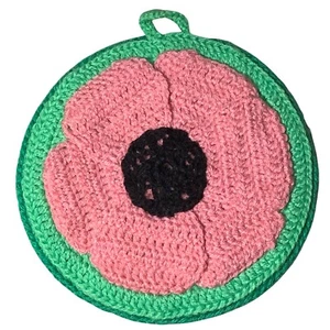 Flower Oven Mitt Pot Holder Kitchen Handmade Double Thickness Hanging - Bild 1 von 4