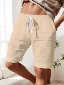 Mens Casual Shorts Elastic Waist Drawstring Lightweight Summer with Pockets - Picture 1 of 13