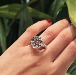 Lab-Created Round Cut 5.50 Ct White Diamond Wedding Ring 925 Sterling Silver - Picture 1 of 3