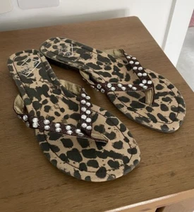 Chanclas Damas Marrón Mezcla Colección FIORE Estampado Animal Diamante Talla 7UK - Imagen 1 de 11