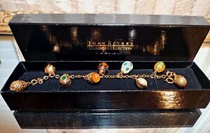 Joan Rivers Faberge Egg Charm Jeweled & Enameled Gold Tone Bracelet GORGEOUS 😍 