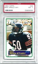 MIKE SINGLETARY Chicago Bears Rookie Card Hall of Famer 1983 Topps #38 PSA 7