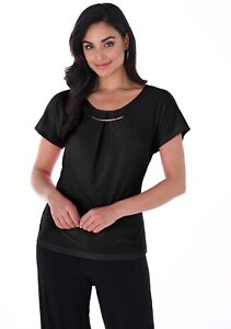 Frank Lyman 246009 Black Pleated Detail Top New SS/24 Collection