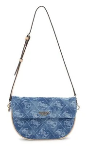 GUESS Cerelia Flap Shoulder Bag Umhängetasche Tasche Denim Logo blau Neu - Bild 1 von 3