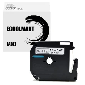 Label MK231 Compatible with Brother M-K231 P-Touch Tape 12mm Black On White - Picture 1 of 12