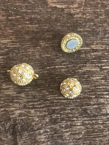 Gold Round Crystalized Magnetic Clasp 14mm OR 16mm (2) Pieces Large Gold Clasps - Picture 1 of 1