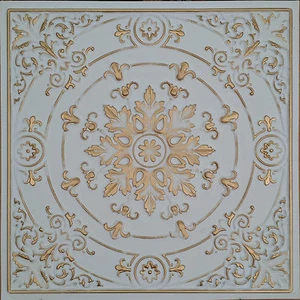 PL18 Finta latta oro bianco 3D piastrelle soffitto decorazione ristorante pannelli parete 10 piastrelle/lotto - Foto 1 di 12