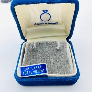 Tiny Diamond Stud Earrings JO ROBINSON JEWELERS Blue Velvet Box - Picture 1 of 5