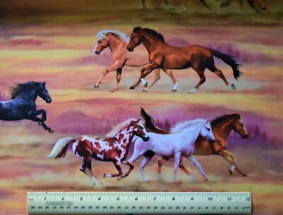 Elizabeth's Studio Running With The Sun Horses By the 1/4 yard cotton fabric - Image 1 of 4