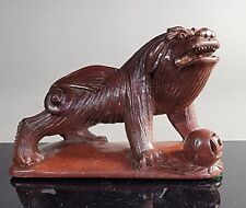Vintage Japanese Enameled Cast Iron Foo Lion Dog Okimono Figurine
