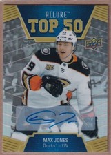 2019-20 Upper Deck Allure Top 50 Autographs Blue #T504 Max Jones RC AUTO - DUCKS