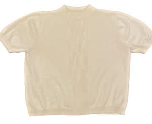 Bon Worth Short Sleeve Sweater Cream Colored Petite Medium Pm M bonworth 80s - Picture 1 of 8