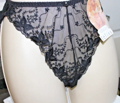 Panty negro de encaje transparente talla pequeña de FELINA Foto 1 de 4