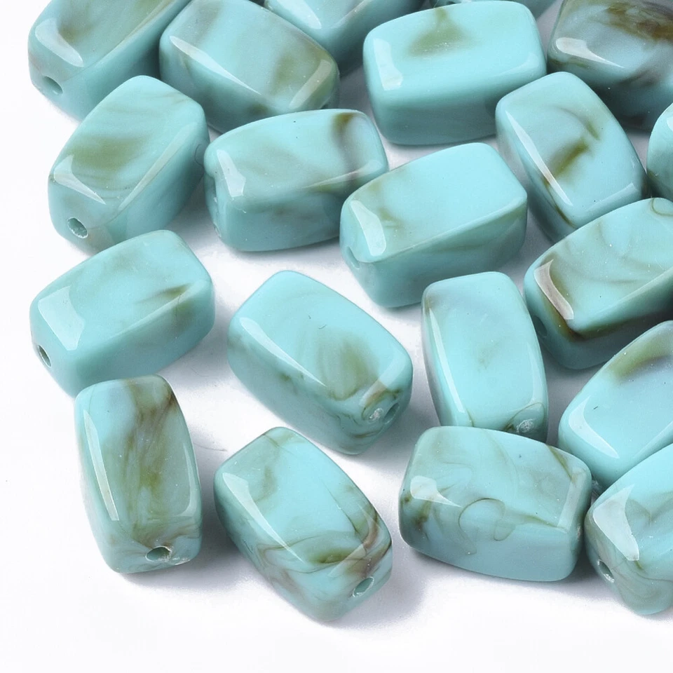 Turquoise Rectangle Beads - Acrylic - 13mm -Imitation Gemstone - Pack of 20 - Image 1 of 3