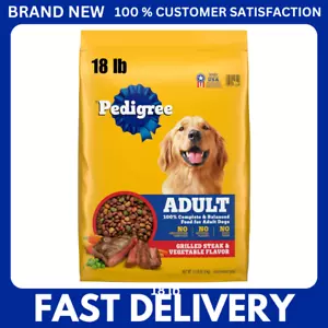 Pedigree Adult Dry Dog Food, Grilled Steak & Veg, Complete Nutrition, 18 lb - Picture 1 of 11