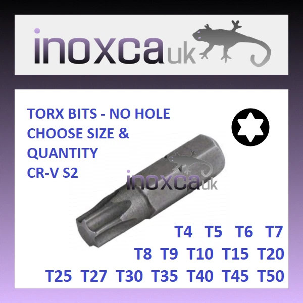 TORX SCREWDRIVER BIT 25mm NO HOLE T4 T5 T6 T7 T9 T10 T20 T25 T27 T30 T40 T45 T50 - Image 1 of 1