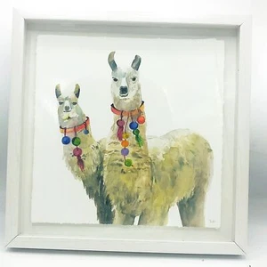 Lama Aquarell gerahmter Druck 12" x 12" - Bild 1 von 4