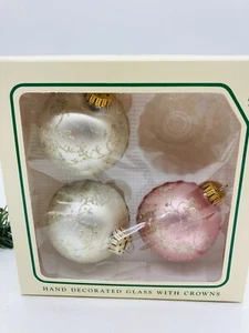 Vintage Krebs Glass Christmas Ornaments 3 Glass Bulbs USA - Picture 1 of 10
