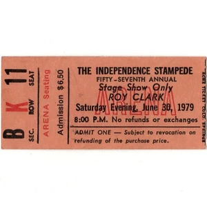 ROY CLARK Concert Ticket Stub GREELEY CO 6/30/79 INDEPENDENCE STAMPEDE HEE HAW - Picture 1 of 2