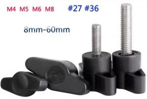 M4 M5 M6 M8 Rändelschrauben mit T-Stück Flügelknopf Kopf schwarz Kunststoff Griffschraube #27 #36 - Bild 1 von 13