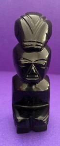 Aztec Sculpture Figurine Statue Black Onyx Ob Stone Carved Tribal Figurine SALE! - Picture 1 of 4