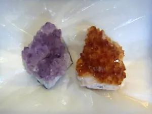 AMETHYST BRASILIEN & CITRIN BRASILIEN PAAR KRISTALLs Reichtum Glück st75 - Bild 1 von 5