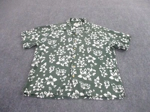 Eddie Bauer Shirt Adult L Green Floral Linen Performance Vintage Beach Mens - Picture 1 of 8