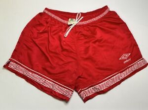 Vintage Umbro Shorts Mens Sz M Nylon Soccer Shorts Red White Made In U.S.A....