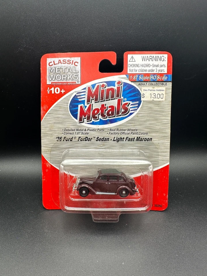 Mini Metals HO 1:87 ‘36 Ford ForDor Sedan Light Fast Maroon - Image 1 of 2