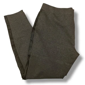 White House Black Market XL Pants Ponte Knit Leggings Faux Leather Stripe - Picture 1 of 9