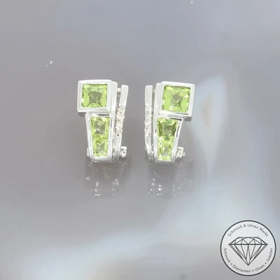 Wert 1730 € Brillant Peridot Ohrringe 585 14 Karat Weiß Gold xxyy - Bild 1 von 4