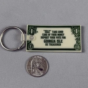 Vintage Vote For Georgia Isle ISC Treasurer Mini $1 Keychain Key Ring #55957 - Picture 1 of 2
