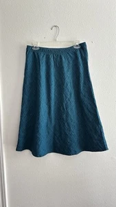 Flax 100% Linen Teal Skirt Size S - Picture 1 of 7