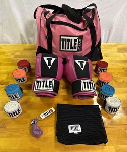 TITLE Club Boxing Pink & Black GEL Damen Größe M, Turnbeutel, 8 Wraps & mehr in GC - Bild 1 von 21