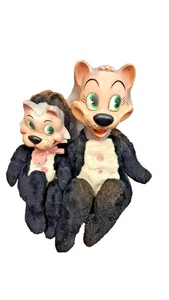 Knickerbocker Mr/ Mrs Jinx Black Cat Plush Toy Huckleberry Hound Rubber - Picture 1 of 8