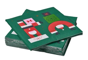 Pack of 30 IKEA VINTERFINT Paper napkin, Santa Claus pattern green, 33x33 cm - Picture 1 of 2