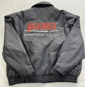 Vintage HIGHLANDER Movie Promo Men's Black Leather Jacket XXL - Picture 1 of 10